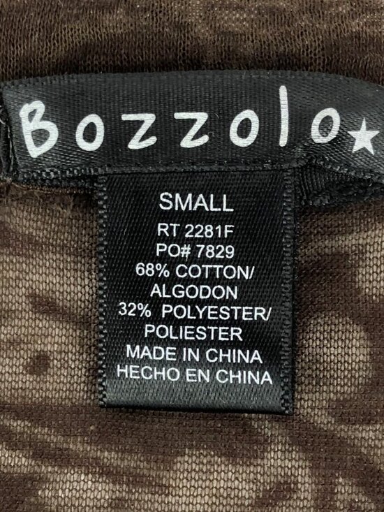 Bozzolo Brown Sheer Floral Mesh Fitted Long Sleeve Soft Stretch Top Size S NWT - Picture 4 of 5